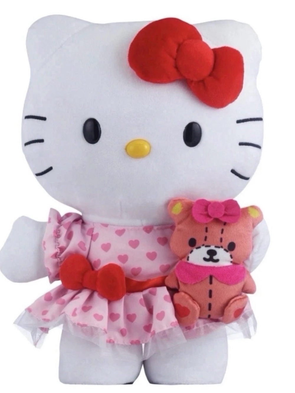 Hello Kitty Pink Heart Dress Plush with Small Bear